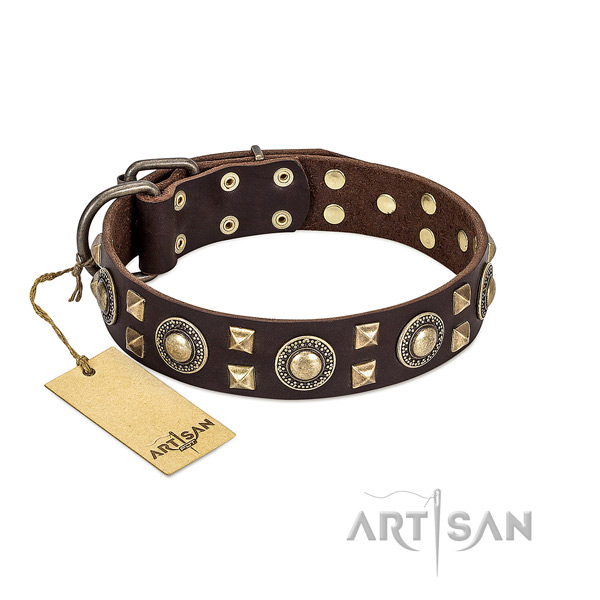 Comfortable to wear and usage leather dog collar won't cut into skin