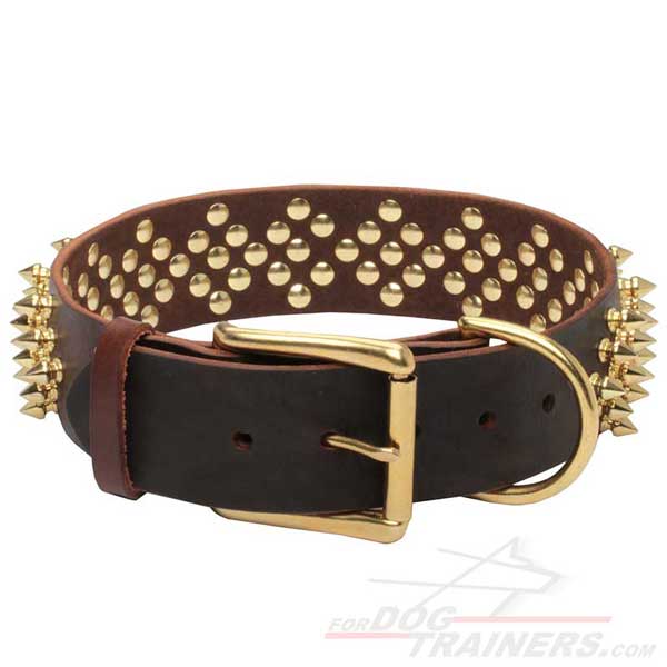 Buckled Leather Dog Collar Easy Adjustable