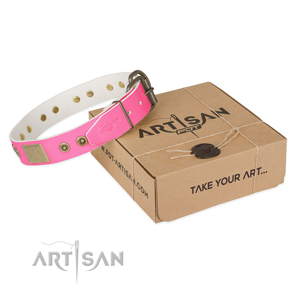 Pink Top Quality Dog Collar of Artisan Design