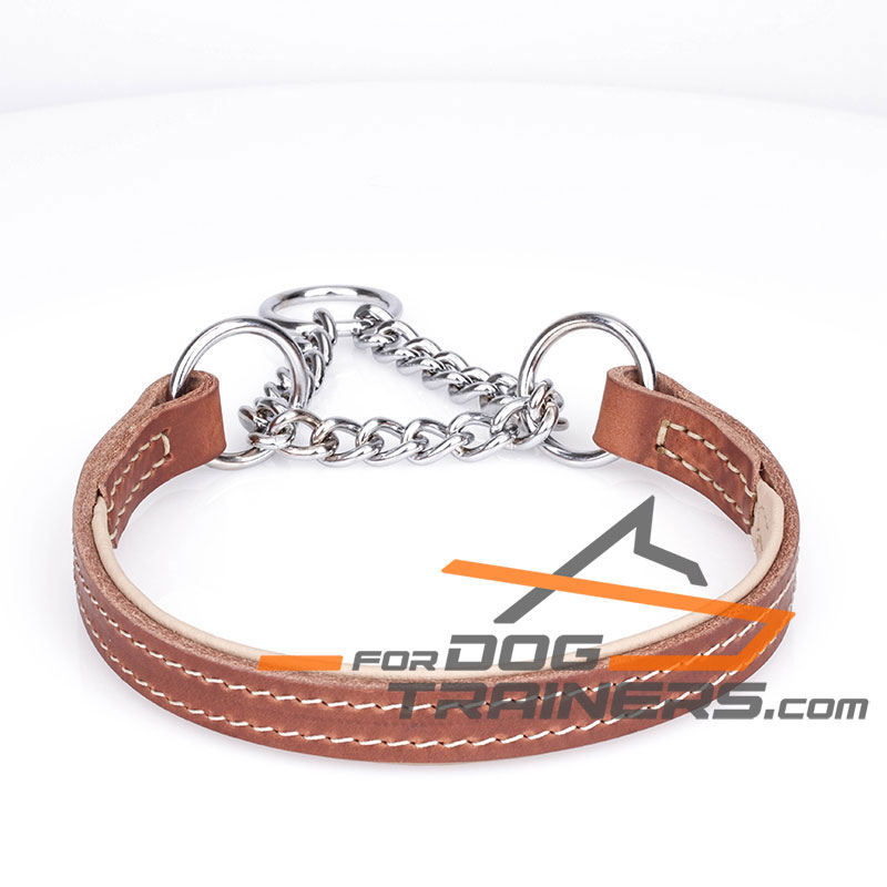 Choose Leather Martingale Choke Collar With Chrome Plated Chain