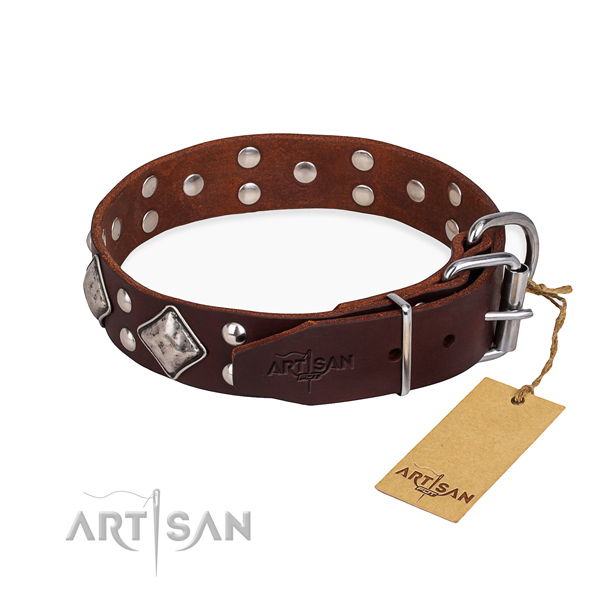 Wide Stylish Leather Dog Collar