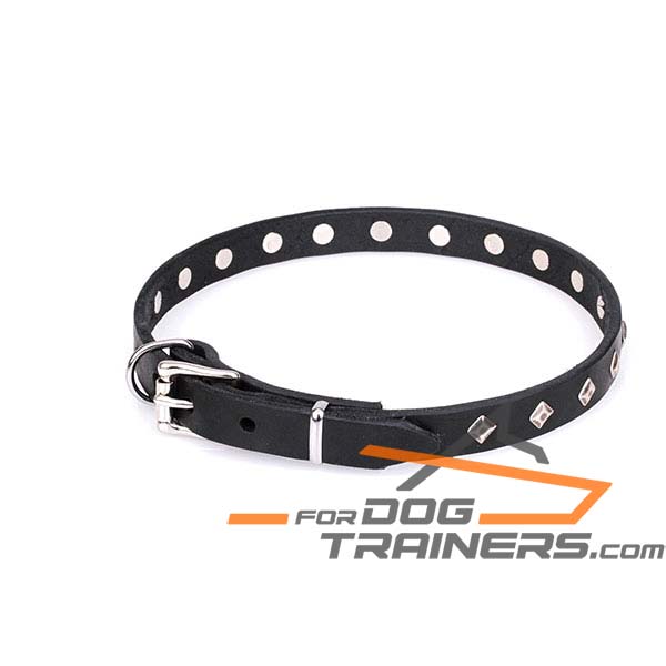 Trendy Leather Dog Collar with Super Strong D-Ring