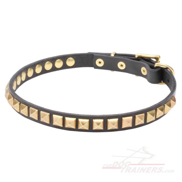 Studded Dog Leather Collar for Walking in Style