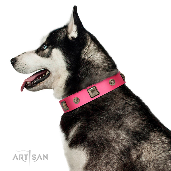 Artisan leather Husky collar for perfect control