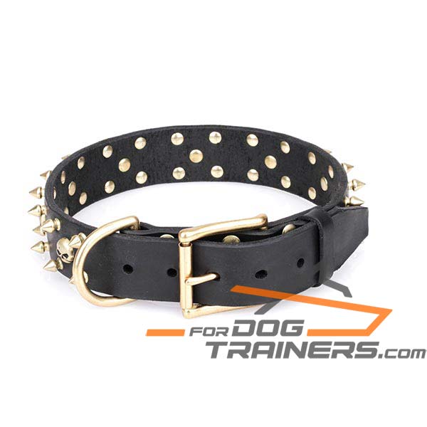 Leather Dog Collar with Durable Buckle and D-Ring