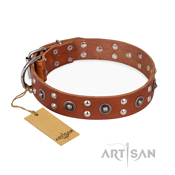 Leather Dog Collar with Durable Buckle and D-Ring