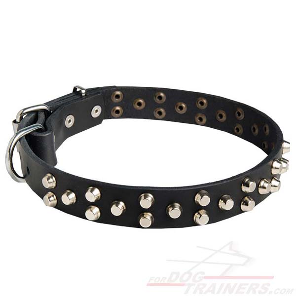 Pretty Leather Dog Collar with Cones for German Shepherd