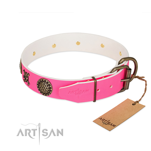 Comfy to wear leather dog collar with polished edges