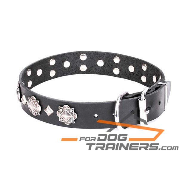 Extra strong leather dog collar
