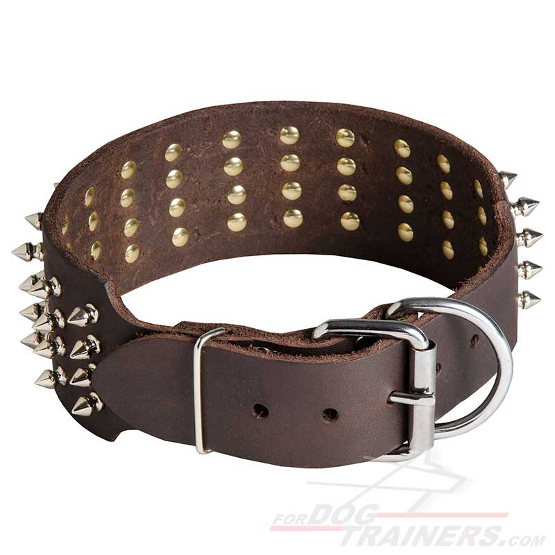 Buy 3 Inch Dog Collar with 4 Rows of Spikes for Everyday Use