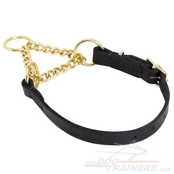 Martingale Collar brass leather solid