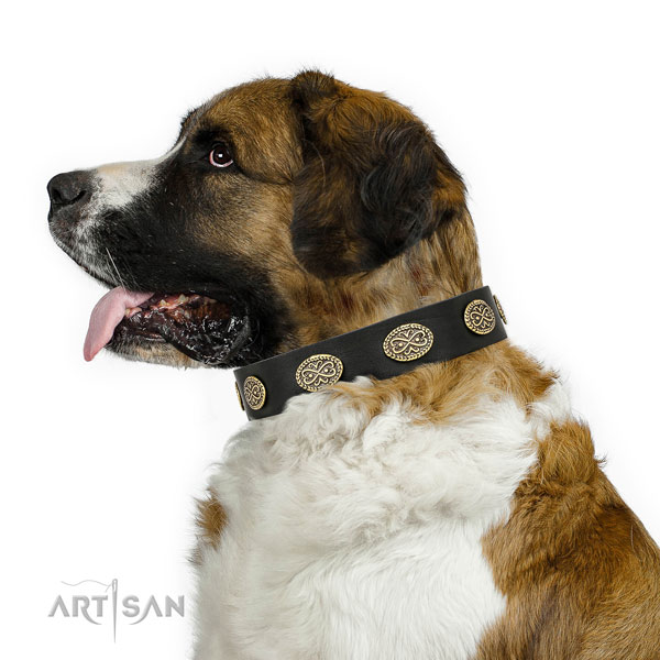 Moscow Watchdog handy use dog collar of designer leather