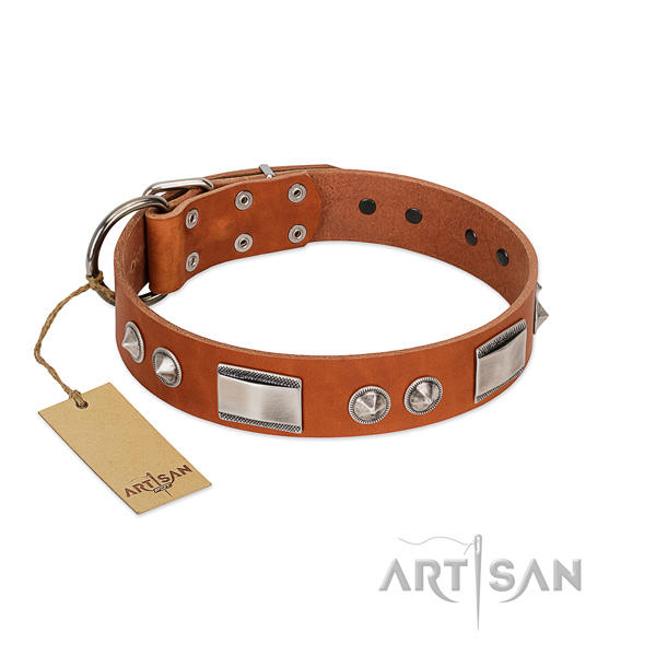 Comfortable to wear and usage leather dog collar won't cut into skin