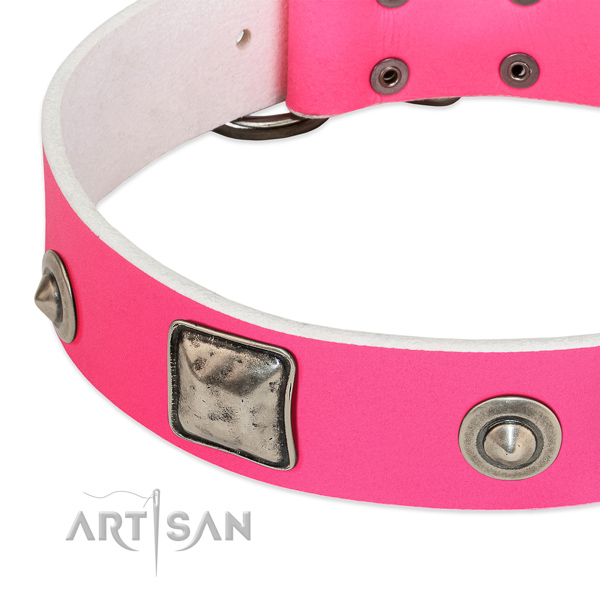 Set of plates and skulls handset on FDT Artisan dog collar