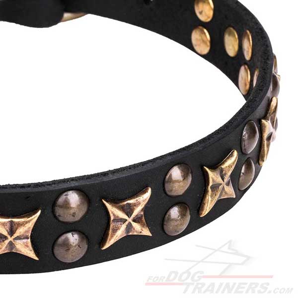 Extra Strong Leather Dog Collar with Studs