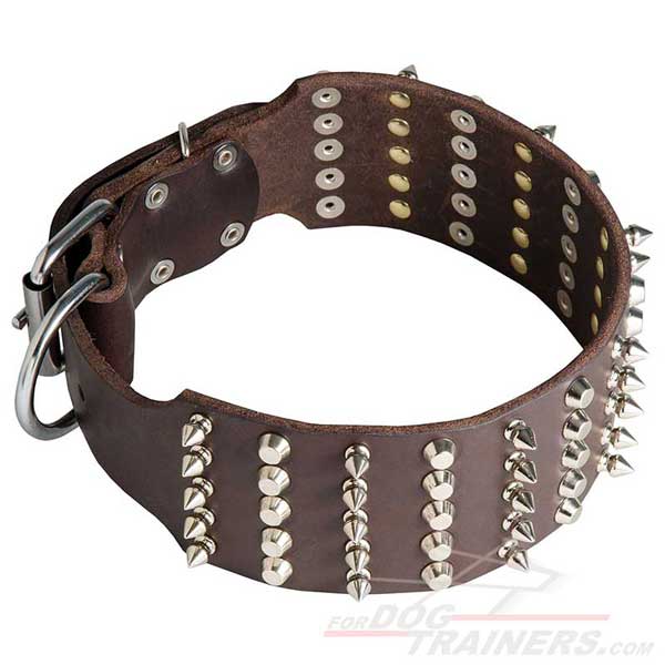 Extra wide leather dog collar