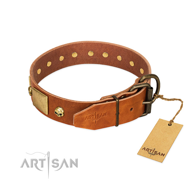 Perfect Fit Artisan Tan Leather Dog Collar