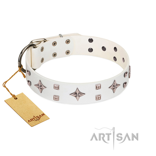 FDT Artisan white leather dog collar will surpass your expectations