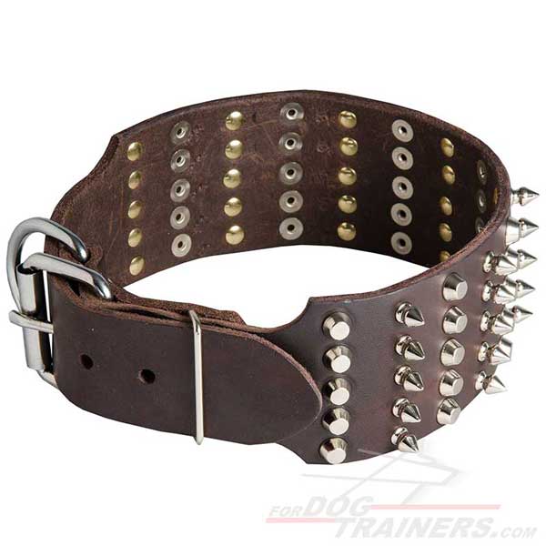 Super wide spiked studded dog collar