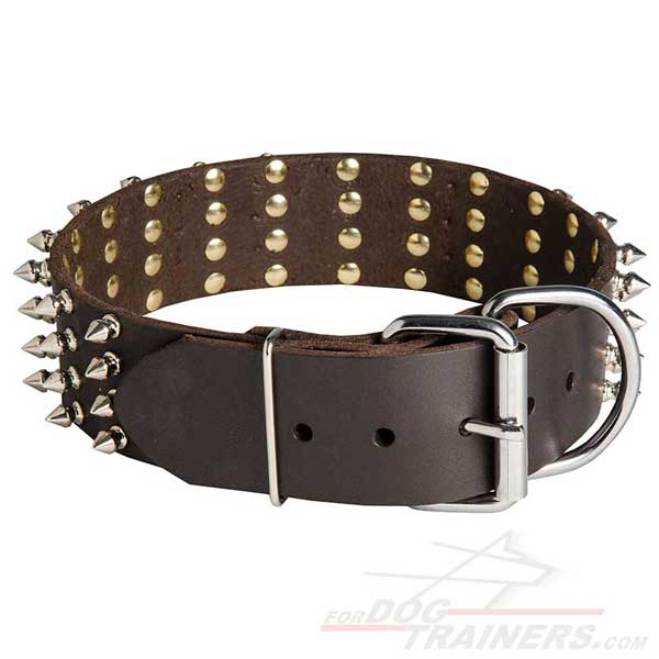 Pure leather dog collar exquisite design