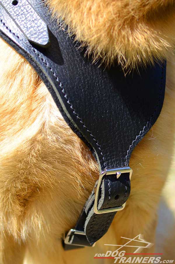 Adjustable Chest Strap of Leather Training German Shepherd Harness