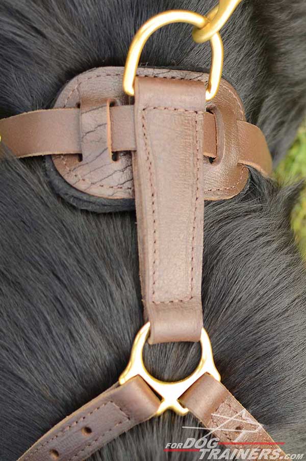 Soft Thick Felt Padded Back Plate of Leather German Shepherd Harness