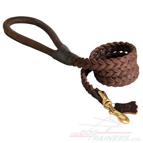 High quality braided leather dog leash