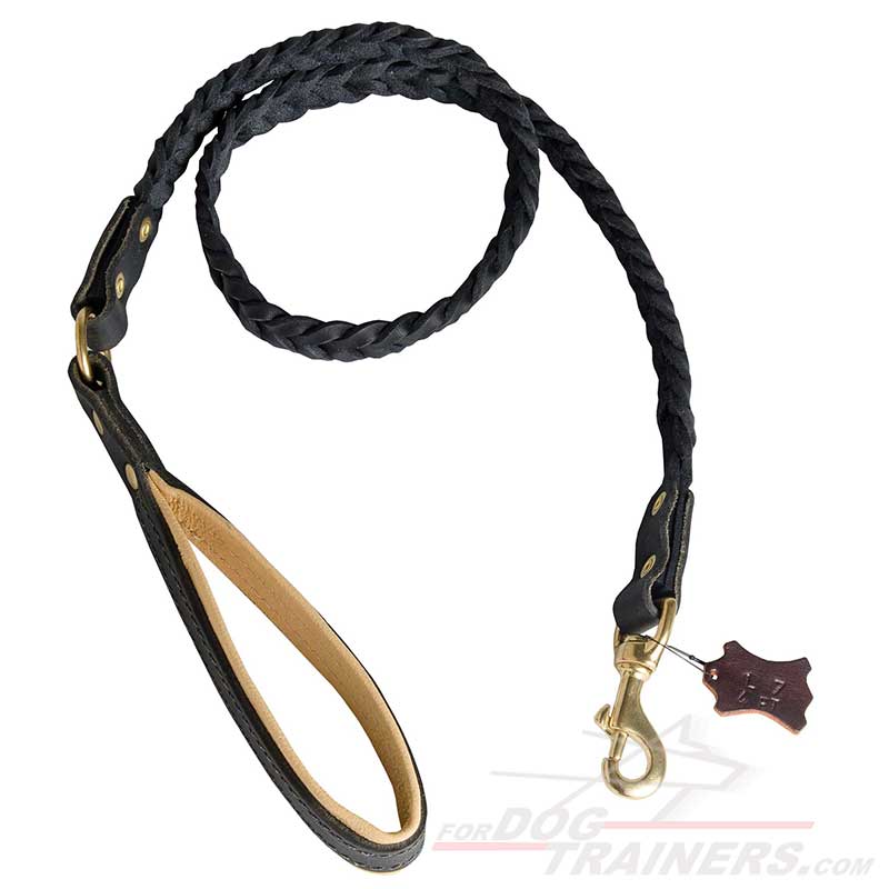 Doberman Breed Braided Leather Leash: Designer Dog Leash