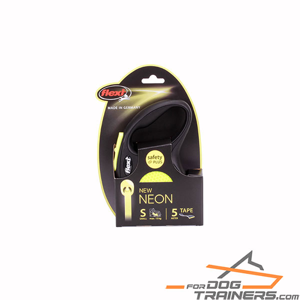 Retractable Leash with Neon Yellow Reflective Tape