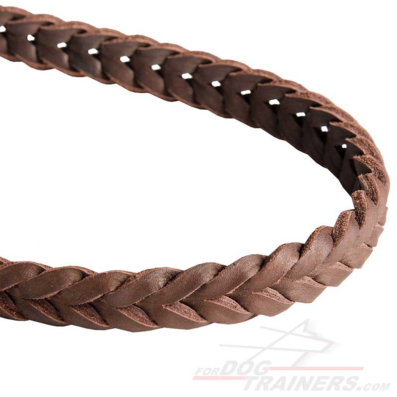 Dogs My Love Genuine Leather Braided Dog Leash 8 Ft Long 3/4 Inch Wide Medium Large Breed