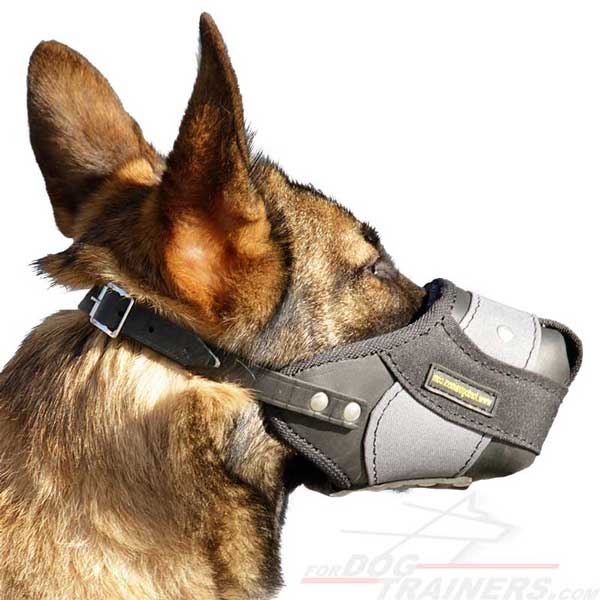 Easy adjustable German Shepherd Dog Leather Nylon Muzzle