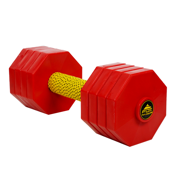 Hardwood Dog Training Dumbbell with Red Plates