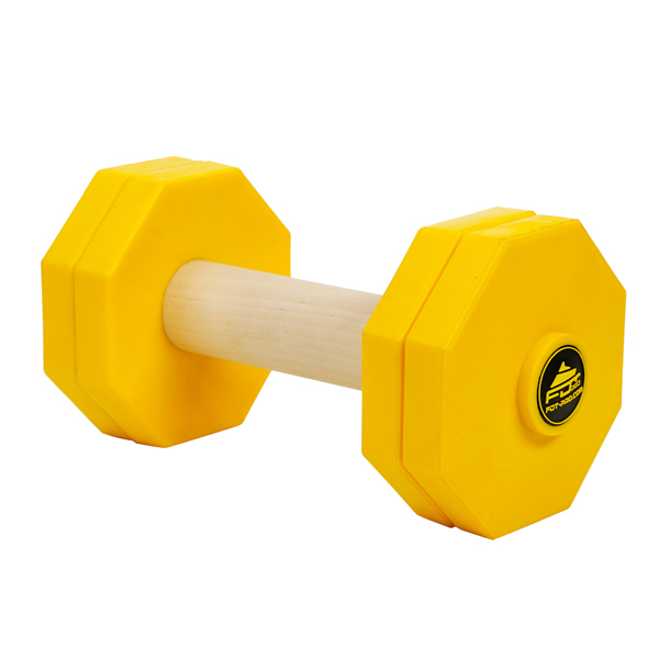 Sturdy dog dumbbell with wooden stick