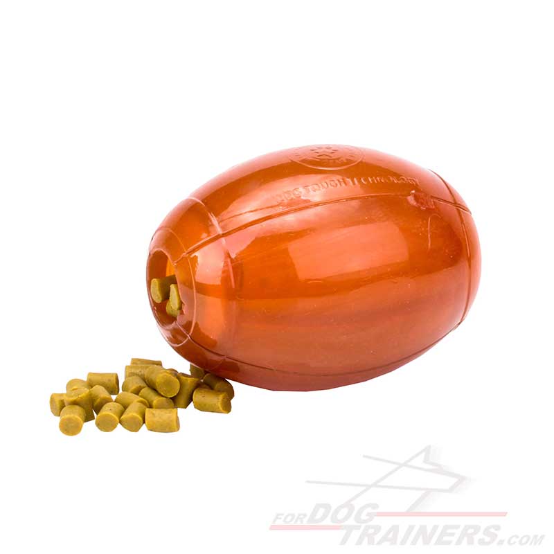 'Rugby Ball' Chewing Rubber Dog Toy for Treats and Kibble Dispensing