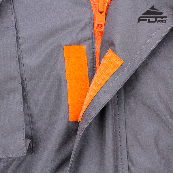 Pro Jacket Dark Grey Color with Orange Details for Stylish Dog Trainers