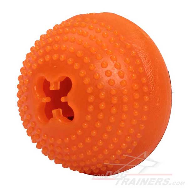 Treat Dispensing Dog Ball with Dotted Exterior