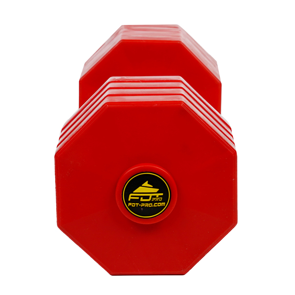 Wooden Dog Dumbbell with 8 Removable Plates of Red Color