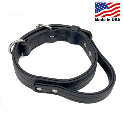 Biothane Agitation Collar with Handle Black