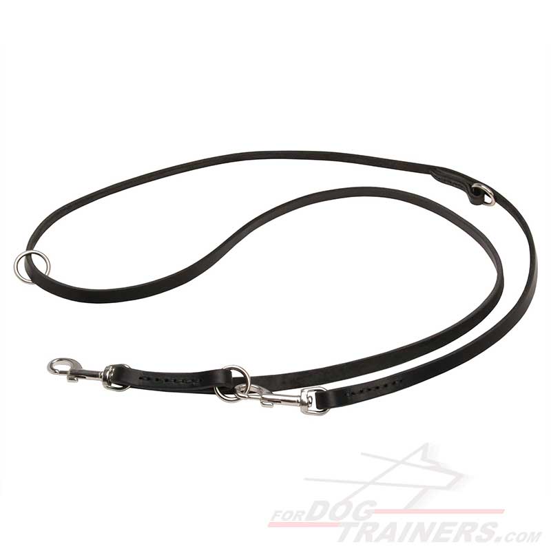 Multifunctional Leather Dog Leash with Stainless Steel Hardware