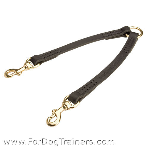 Easy Walking of 2 Dogs with Leather Stitched Coupler