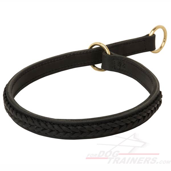 Leather Bradied Choke Dog Collar for Training