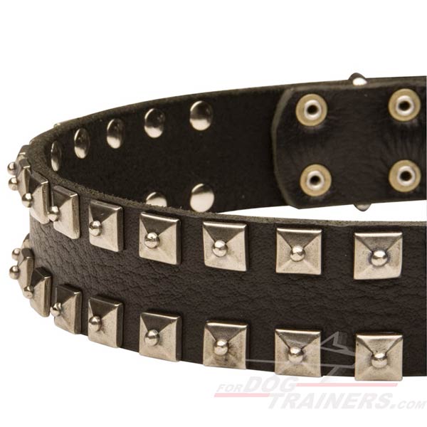 Caterpillar style new leather  dog collar