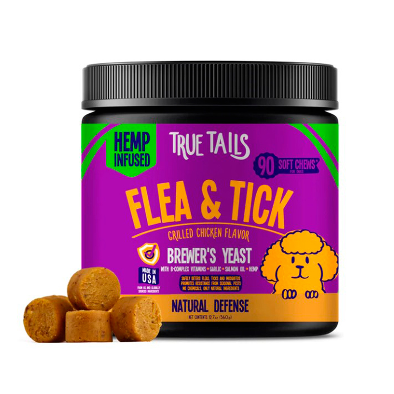 Flea & Tick With Hemp For Dogs 12.7 oz Jar (90count) - Grilled Chicken Flavor