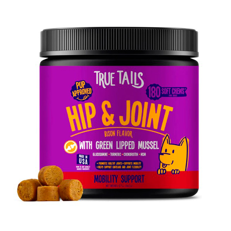Hip & Joint Support With Green-Lipped Mussel and Glucosamine 12.7oz Jar (180 count) - Bison Flavor