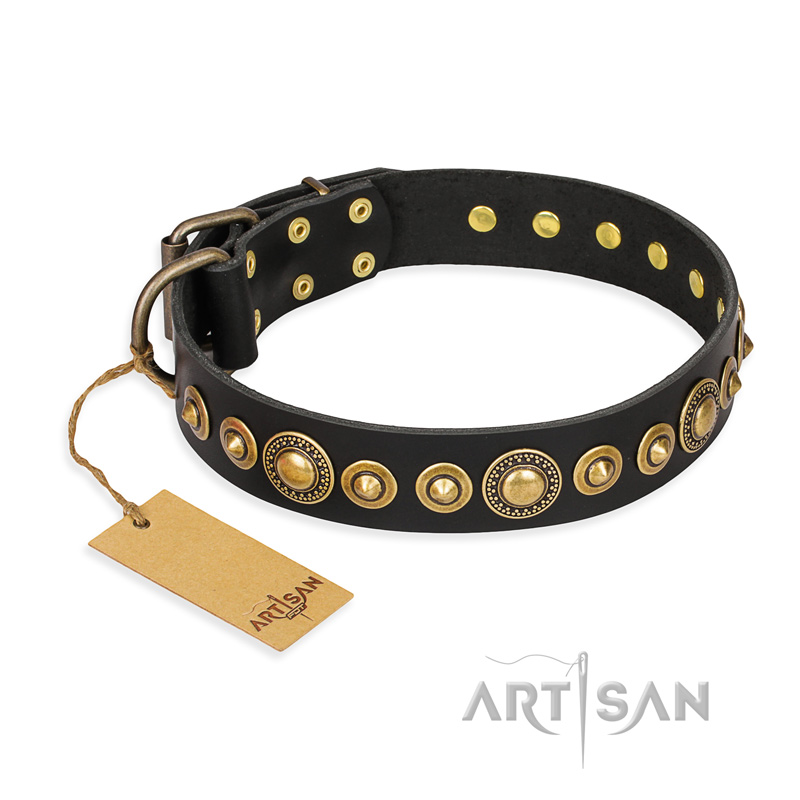 Gold Mine' FDT Artisan Black Leather Dog Collar with Amazing Bronze-Plated  Round Studs [C218#1073 Decorated Black Leather Dog Collar] - $52.99 : Best  quality dog supplies at crazy reasonable prices - harnesses