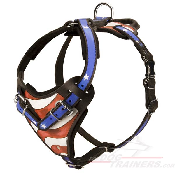 Easy Adjustable Leather Dog Harness for Attack Training
