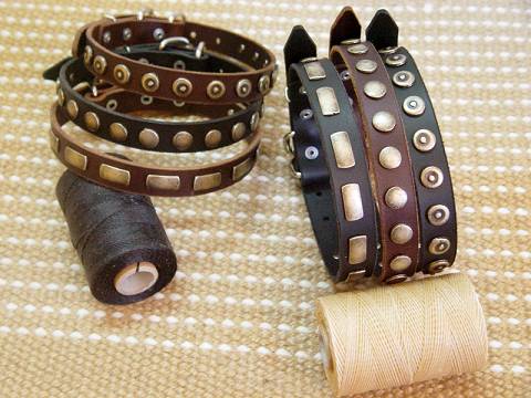 Set of leather dog collars