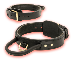 LEATHER RESTRAINT HANDLE PADDED AGITATION DOG COLLARS GUARD DOGS SECURITY 
