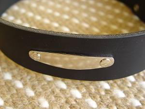 leather dog collar with id tag