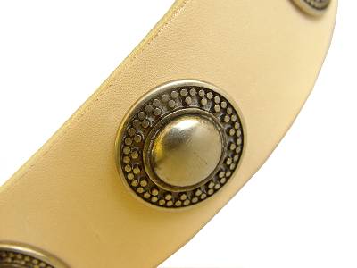 Exclusive White Leather Dog Collar with Silvery Circles